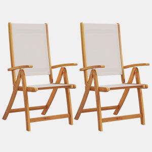 vidaXL Cadeiras de jardim dobráveis 2 pcs acácia maciça e textilene