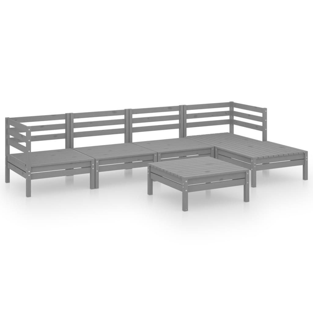 Juego de muebles de jardín 9 piezas madera pino maciza gris
