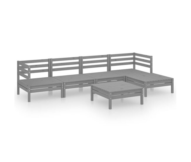 Juego de muebles de jardín 9 piezas madera pino maciza gris