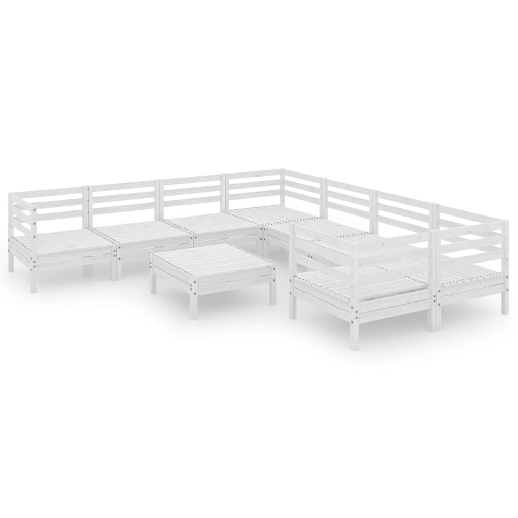 Juego de muebles de jardín 9 piezas madera maciza pino blanco