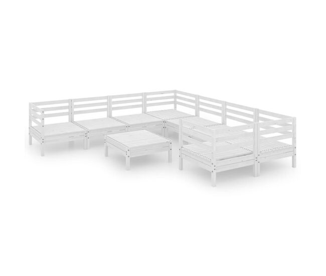 Juego de muebles de jardín 9 piezas madera maciza pino blanco