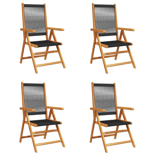 vidaXL Cadeiras jardim reclináveis 4pcs madeira de acácia maciça preto