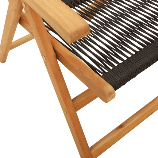 vidaXL Cadeiras jardim reclináveis 4pcs madeira de acácia maciça preto