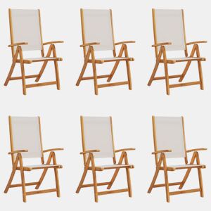 vidaXL Cadeiras de jardim dobráveis 6 pcs acácia maciça e textilene