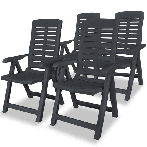 vidaXL Cadeiras de jardim reclináveis 4 pcs plástico antracite vidaXL Cadeiras de jardim reclináveis 4 pcs plástico antracite