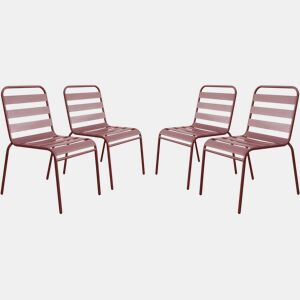 Cadeira de jardim empilhável em metal «Bilbao» - Conjunto de 4 - Dimensões: 59 x 55 x 84 cm - Terracota