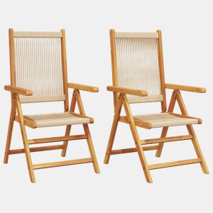 vidaXL Cadeiras de jardim 2 pcs acácia maciça e polipropileno bege