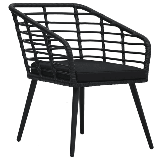 vidaXL Cadeiras de jardim com almofadões 2 pcs vime PE preto vidaXL Cadeiras de jardim com almofadões 2 pcs vime PE preto