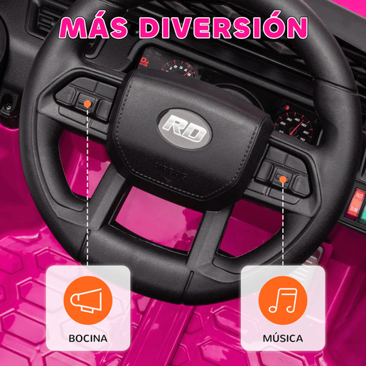 AIYAPLAY Carro Elétrico para Crianças acima de 3 Anos Carro Elétrico Infantil UTV Carro a Bateria 12V com Controlo Remoto Velocidade Ajustável USB Faróis e Buzina 95x62,5x65 cm Rosa