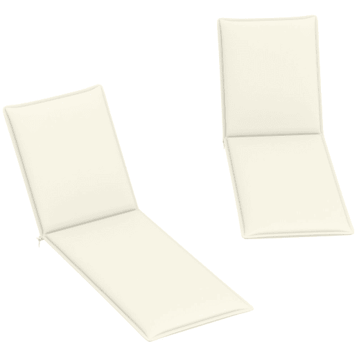 Outsunny Conjunto de 2 Almofadas para Espreguiçadeira Dobráveis Almofadas para Espreguiçadeiras de Jardim 193x58x6 cm com Correias de Sujeição Creme
