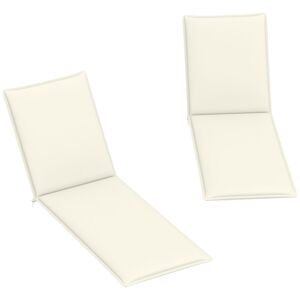 Outsunny Conjunto de 2 Almofadas para Espreguiçadeira Dobráveis Almofadas para Espreguiçadeiras de Jardim 193x58x6 cm com Correias de Sujeição Creme