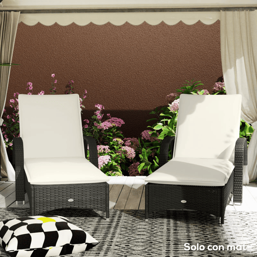 Outsunny Conjunto de 2 Almofadas para Espreguiçadeira Dobráveis Almofadas para Espreguiçadeiras de Jardim 193x58x6 cm com Correias de Sujeição Creme