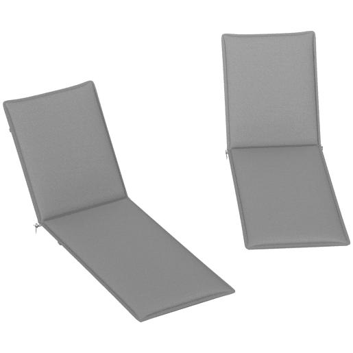 Outsunny Conjunto de 2 Almofadas para Espreguiçadeira Dobráveis Almofadas para Espreguiçadeiras de Jardim 193x58x6 cm com Correias de Sujeição Cinza