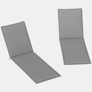 Outsunny Conjunto de 2 Almofadas para Espreguiçadeira Dobráveis Almofadas para Espreguiçadeiras de Jardim 193x58x6 cm com Correias de Sujeição Cinza