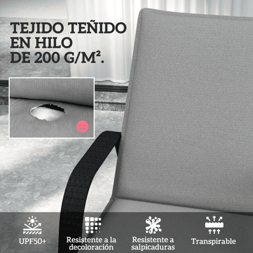 Outsunny Conjunto de 2 Almofadas para Espreguiçadeira Dobráveis Almofadas para Espreguiçadeiras de Jardim 193x58x6 cm com Correias de Sujeição Cinza