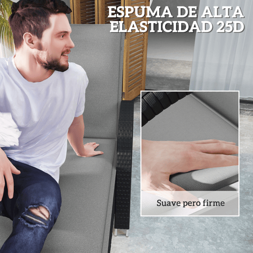 Outsunny Conjunto de 2 Almofadas para Espreguiçadeira Dobráveis Almofadas para Espreguiçadeiras de Jardim 193x58x6 cm com Correias de Sujeição Cinza