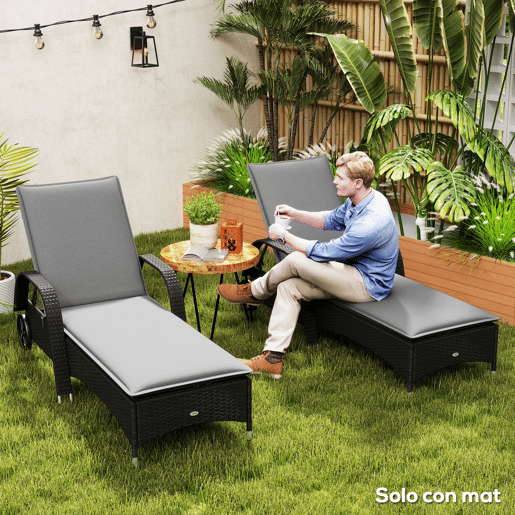 Outsunny Conjunto de 2 Almofadas para Espreguiçadeira Dobráveis Almofadas para Espreguiçadeiras de Jardim 193x58x6 cm com Correias de Sujeição Cinza