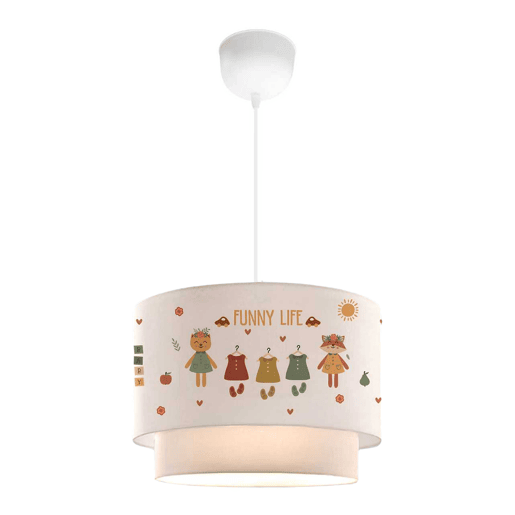 Candeeiro suspenso para crianças Lurgan com motivo de animais com roupa Branco lux.pro
