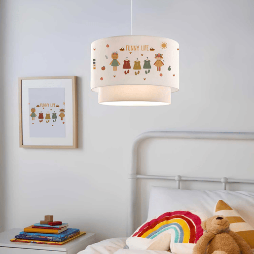 Candeeiro suspenso para crianças Lurgan com motivo de animais com roupa Branco lux.pro