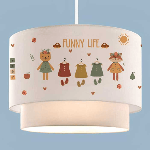 Candeeiro suspenso para crianças Lurgan com motivo de animais com roupa Branco lux.pro