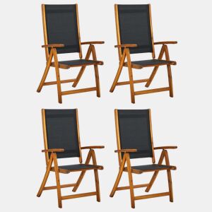vidaXL Cadeiras de jardim dobráveis 4 pcs acácia maciça e textilene