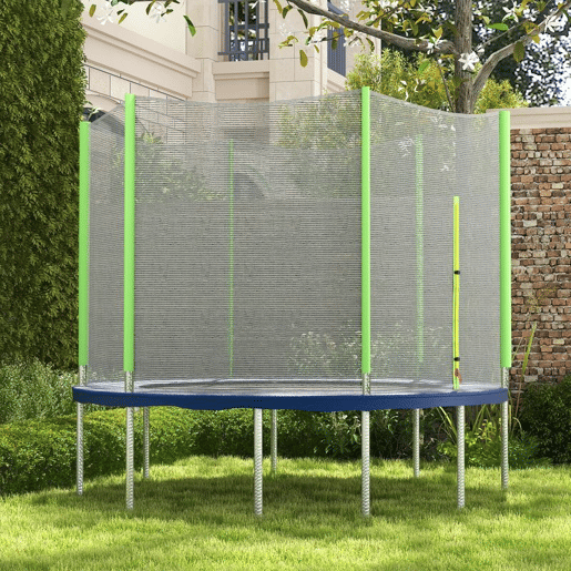 SPORTNOW Rede de Segurança para Trampolim Ø244 cm Rede de Substituição de Trampolins para Exterior e Porta com Fecho de Correr para 6 Postes Verde