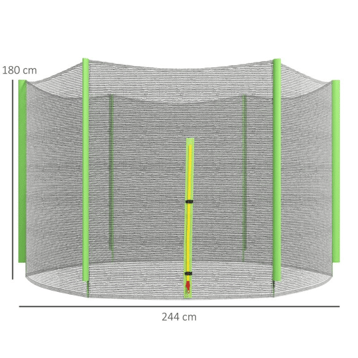 SPORTNOW Rede de Segurança para Trampolim Ø244 cm Rede de Substituição de Trampolins para Exterior e Porta com Fecho de Correr para 6 Postes Verde