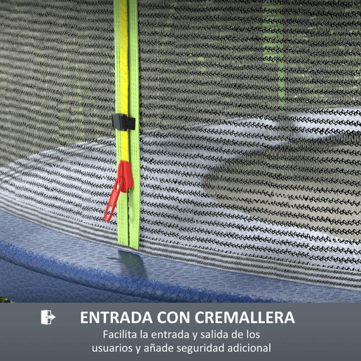 SPORTNOW Rede de Segurança para Trampolim Ø244 cm Rede de Substituição de Trampolins para Exterior e Porta com Fecho de Correr para 6 Postes Verde