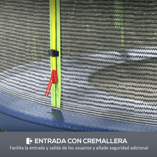 SPORTNOW Rede de Segurança para Trampolim Ø305 cm Rede de Substituição de Trampolins para Exterior e Porta com Fecho de Correr para 6 Postes Verde