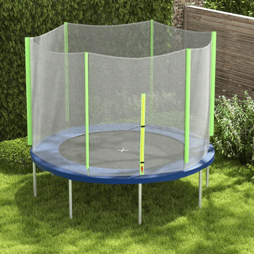 SPORTNOW Rede de Segurança para Trampolim Ø305 cm Rede de Substituição de Trampolins para Exterior e Porta com Fecho de Correr para 6 Postes Verde