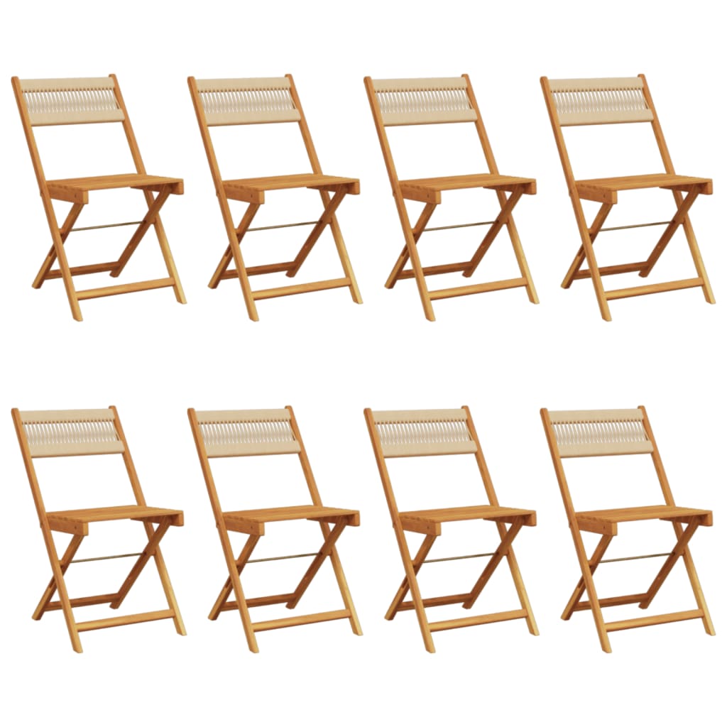 Vidaxl sillas de jardín plegables 8 uds madera maciza acacia beige