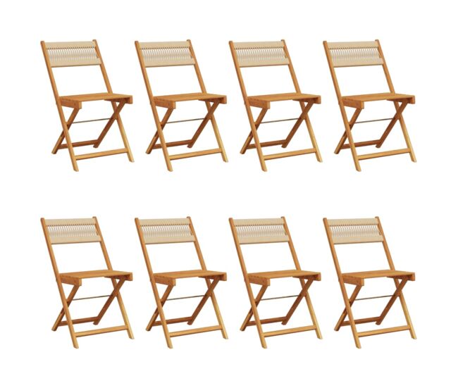 Vidaxl sillas de jardín plegables 8 uds madera maciza acacia beige