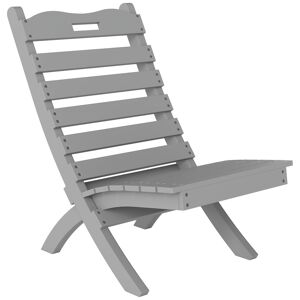 Outsunny Cadeira de Jardim em Madeira Cadeira de Exterior com Desenho de Ripas e Encosto Inclinado Carga 120 kg para Varanda Pátio 78x48x76 cm Cinzento