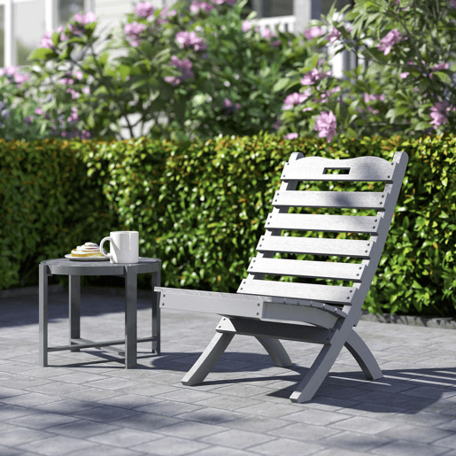 Outsunny Cadeira de Jardim em Madeira Cadeira de Exterior com Desenho de Ripas e Encosto Inclinado Carga 120 kg para Varanda Pátio 78x48x76 cm Cinzento