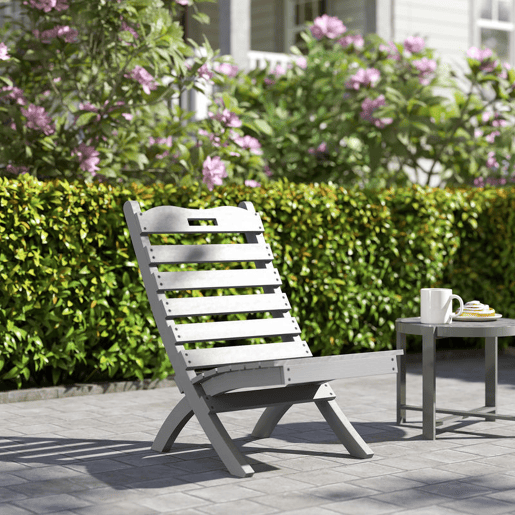 Outsunny Cadeira de Jardim em Madeira Cadeira de Exterior com Desenho de Ripas e Encosto Inclinado Carga 120 kg para Varanda Pátio 78x48x76 cm Cinzento