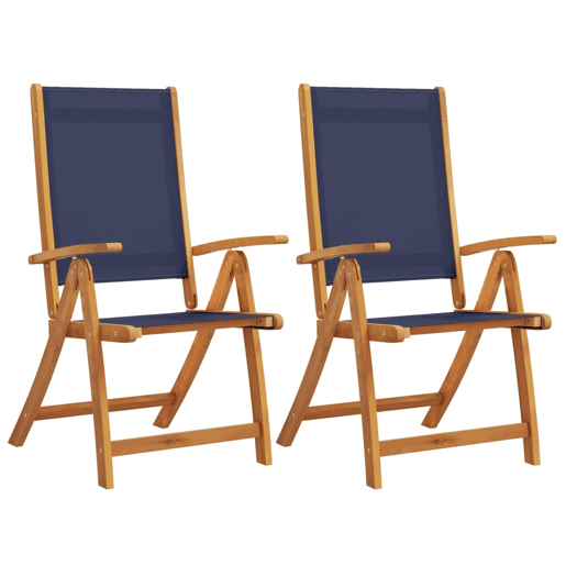 vidaXL Cadeiras de jardim dobráveis 2 pcs acácia maciça e textilene