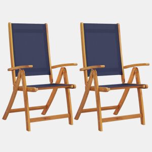 vidaXL Cadeiras de jardim dobráveis 2 pcs acácia maciça e textilene