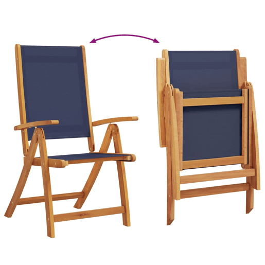 vidaXL Cadeiras de jardim dobráveis 2 pcs acácia maciça e textilene