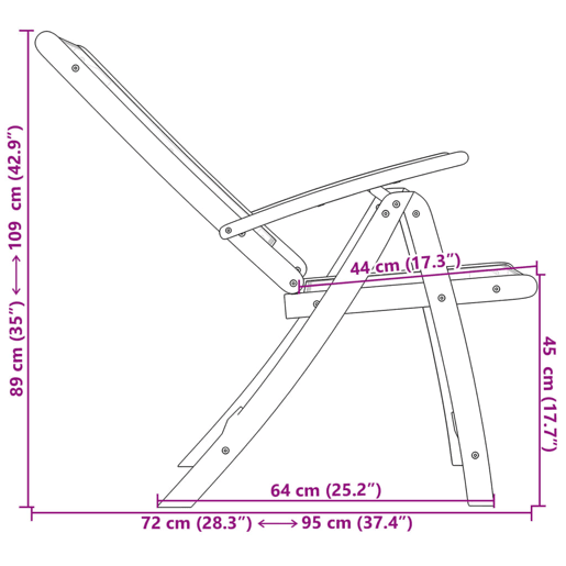 vidaXL Cadeiras de jardim dobráveis 2 pcs acácia maciça e textilene