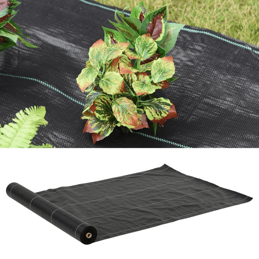 Outsunny Malha Geotêxtil 1x50 m Malha de Jardim Contra Ervas Daninhas 100 g  m² Rolo de Malha Preto
