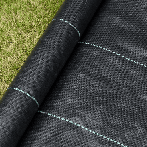 Outsunny Malha Geotêxtil 1x50 m Malha de Jardim Contra Ervas Daninhas 100 g  m² Rolo de Malha Preto