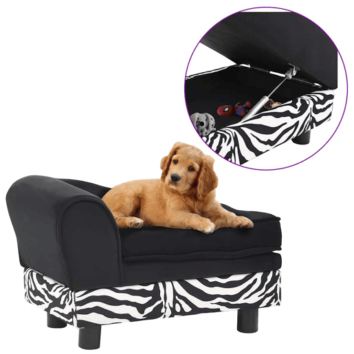 vidaXL Sofá para cães 57x34x36 cm pelúcia preto