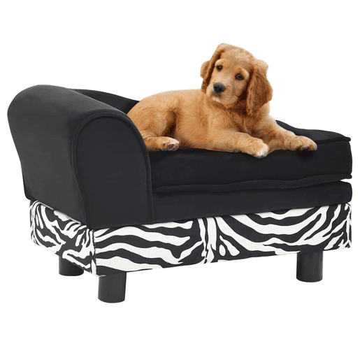 vidaXL Sofá para cães 57x34x36 cm pelúcia preto