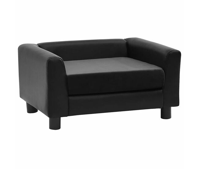 Vidaxl sofá para perros felpa y cuero sintético negro 60x43x30 cm