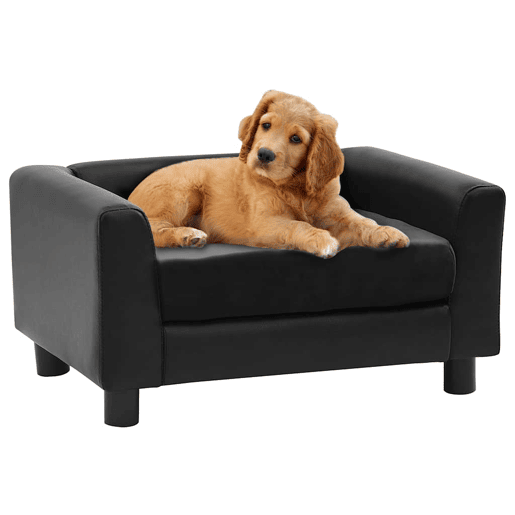 vidaXL Sofá para cães 60x43x30 cm pelúcia e couro artificial preto vidaXL Sofá para cães 60x43x30 cm pelúcia e couro artificial preto