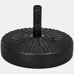 Outsunny Base para Chapéu de Sol Redondo Suporte para Chapéu de Sol Recarregável com Água 22 kg e Areia 29 kg para Mastro de Chapéu de Sol de Ø3848 mm Ø51x36 cm Negro