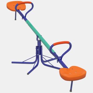 Outsunny Baloiço para Crianças Carga 90 kg Sobe e Desce Infantil Giratório 360° com Barra de Comprimento Ajustável Amortecedor Assento Confortável e Base de Aço para Pátio Jardim Multicolor