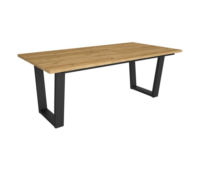 Mesa comedor, mesa fija cocina y salón, 194x90x74cm, para 10 comensales, muebles comedor, estilo industrial, roble