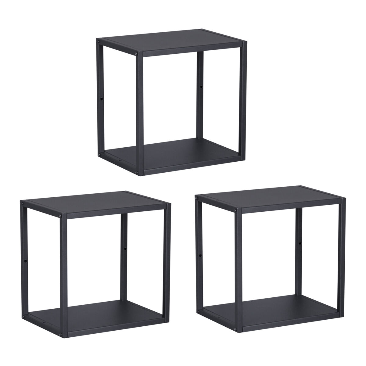 Juego de 3 estantes cubo de pared nostened metal negro [en.casa]