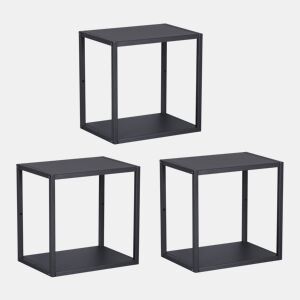 Conjunto de 3 prateleiras de parede em cubo Nostened metal Preto en.casa